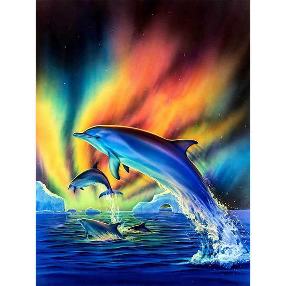 Dolphins Aurora - MyCraftsGfit - Free 5D Diamond Painting