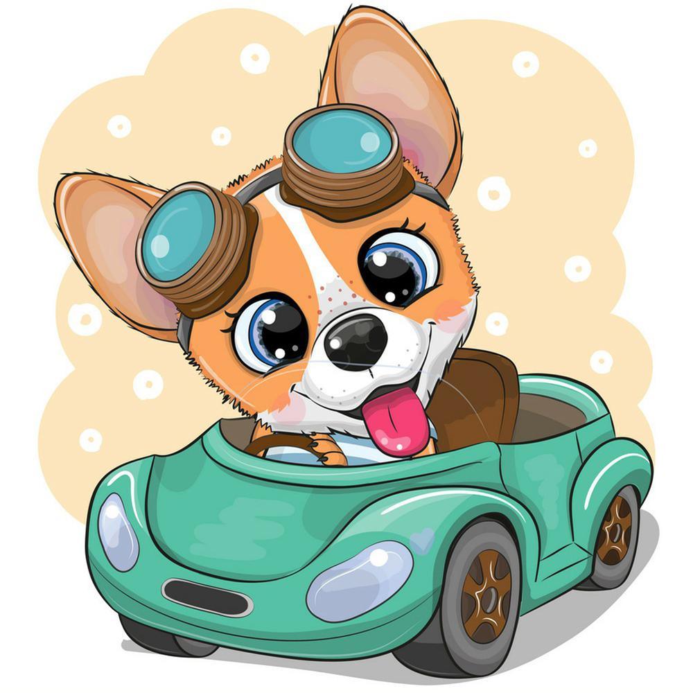 Driving Dog - MyCraftsGfit - Free 5D Diamond Painting