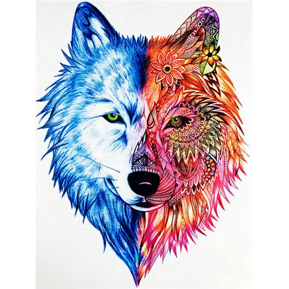 Fire Frost Wolf Free 5D Diamond Painting Kits MyCraftsGfit - Free 5D Diamond Painting mycraftsgift.com