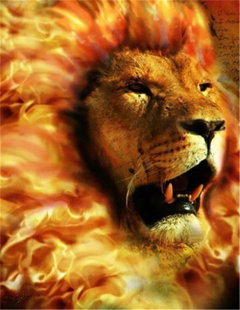 Free Flame Lion - MyCraftsGfit - Free 5D Diamond Painting