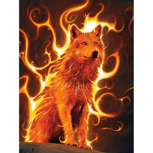 Free Flame Wolf - MyCraftsGfit - Free 5D Diamond Painting