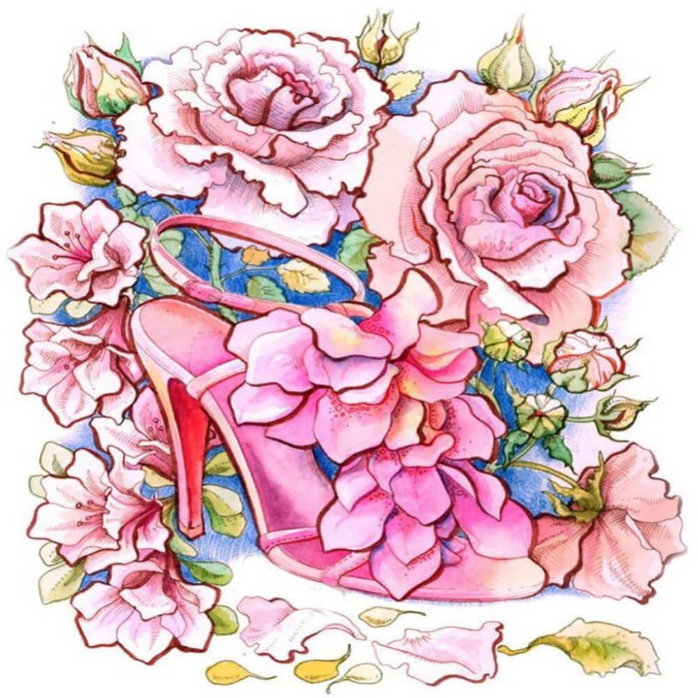 Free Flower High Heels - MyCraftsGfit - Free 5D Diamond Painting