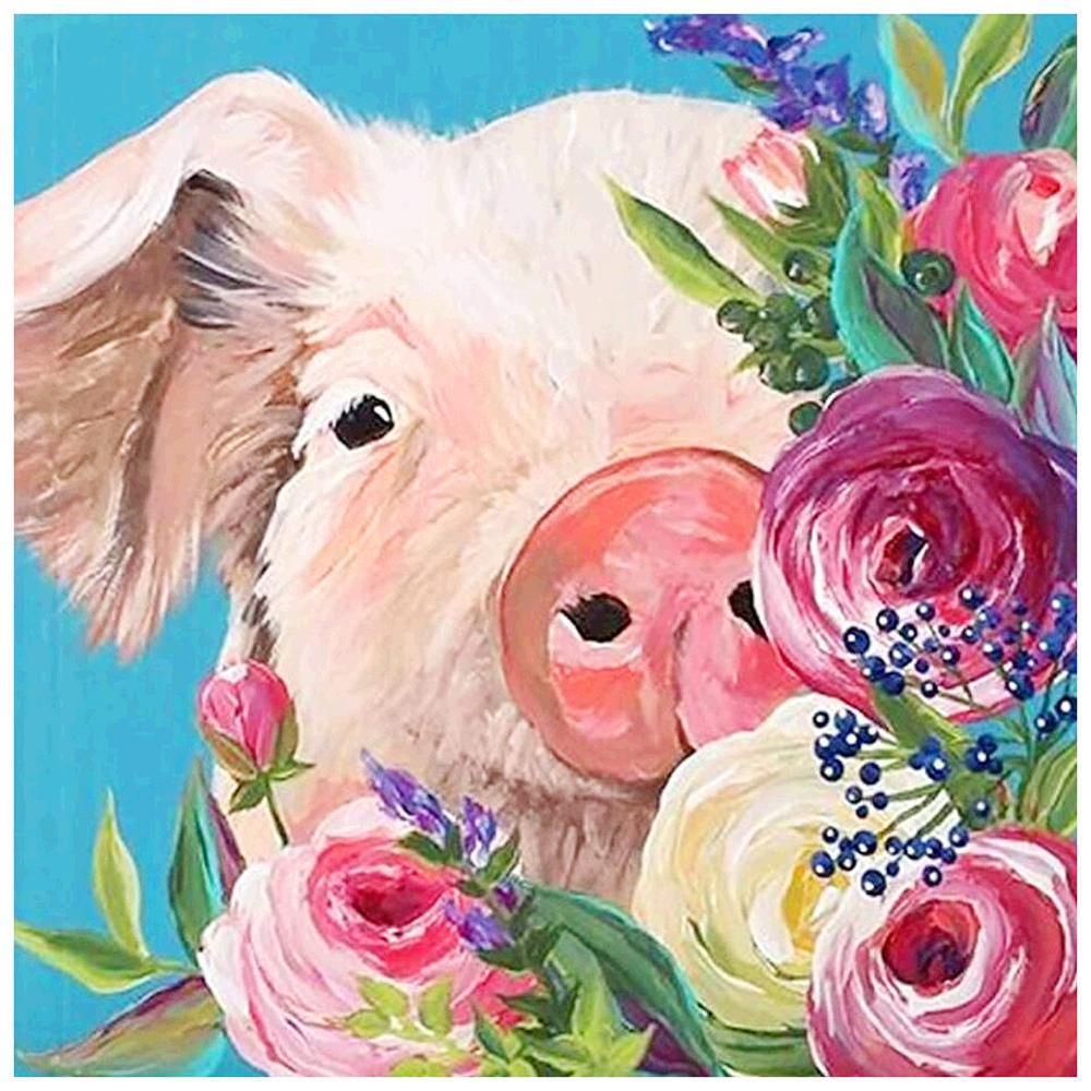 Free Flower Pig - MyCraftsGfit - Free 5D Diamond Painting