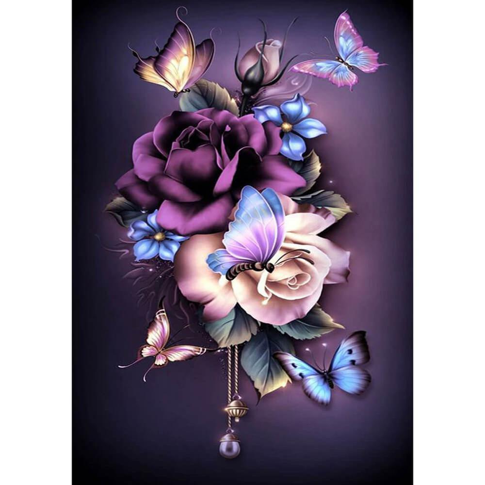 Free Flowers Butterflies - MyCraftsGfit - Free 5D Diamond Painting