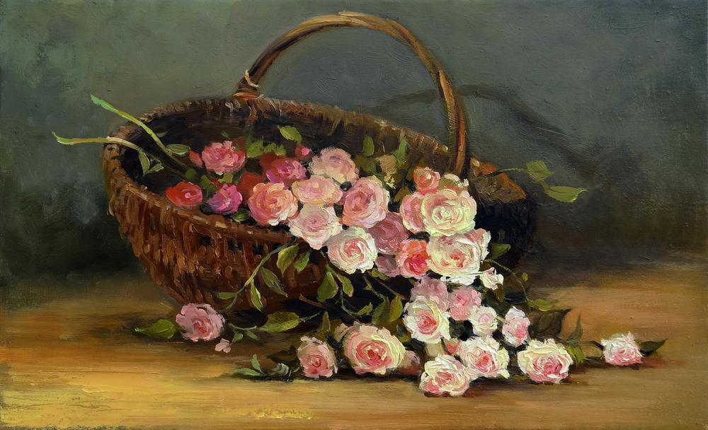 Flowers In A Basket - MyCraftsGfit - Free 5D Diamond Painting