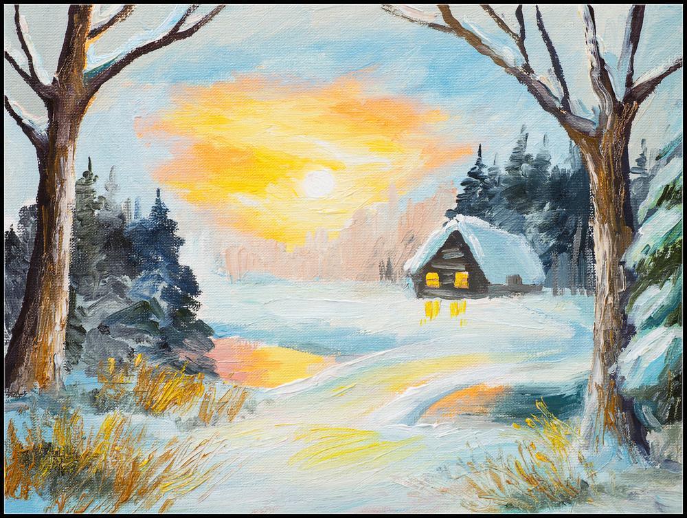 Forest Hut In The Snow Free 5D Diamond Painting Kits MyCraftsGfit - Free 5D Diamond Painting mycraftsgift.com