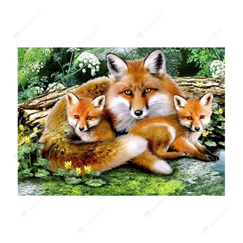 Free Fox Family - MyCraftsGfit - Free 5D Diamond Painting