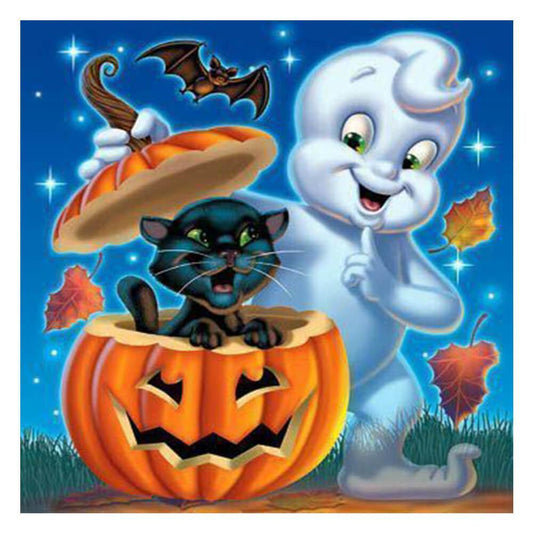 Ghost And Black Cat Free 5D Diamond Painting Kits MyCraftsGfit - Free 5D Diamond Painting mycraftsgift.com