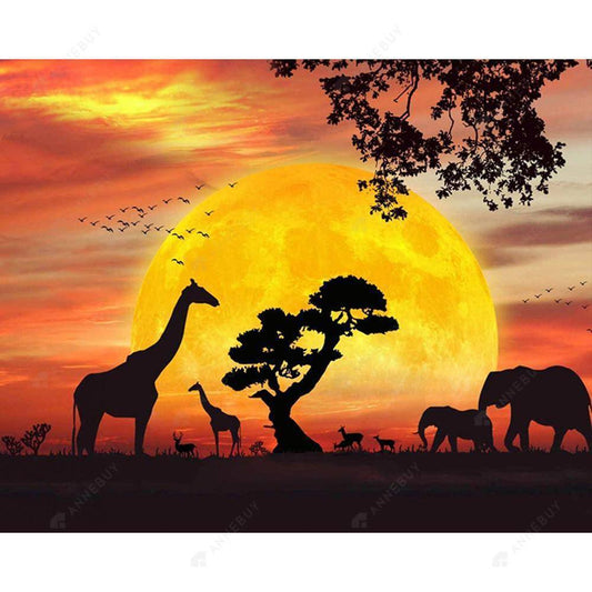 Free Giraffe in the Sunset - MyCraftsGfit - Free 5D Diamond Painting