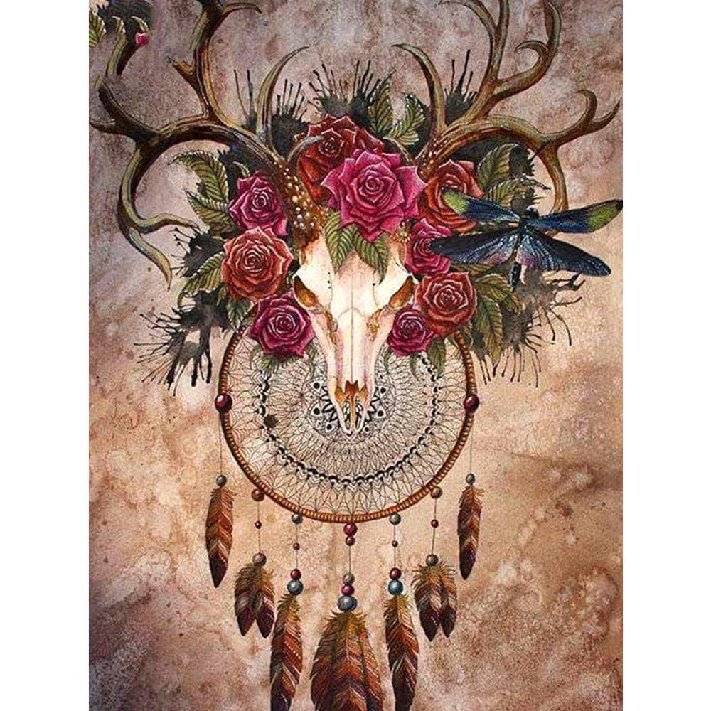 Free Goat Skull Dreamcatcher - MyCraftsGfit - Free 5D Diamond Painting