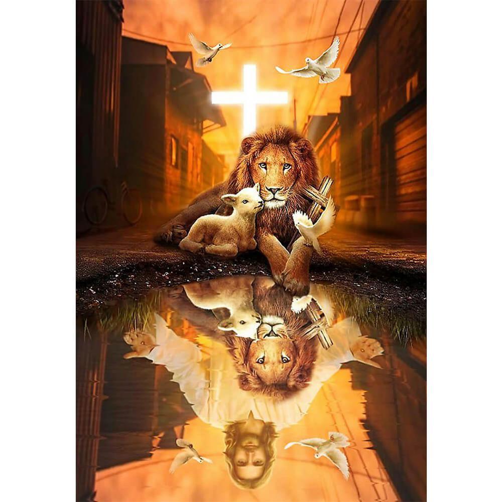 God and Lion - MyCraftsGfit - Free 5D Diamond Painting