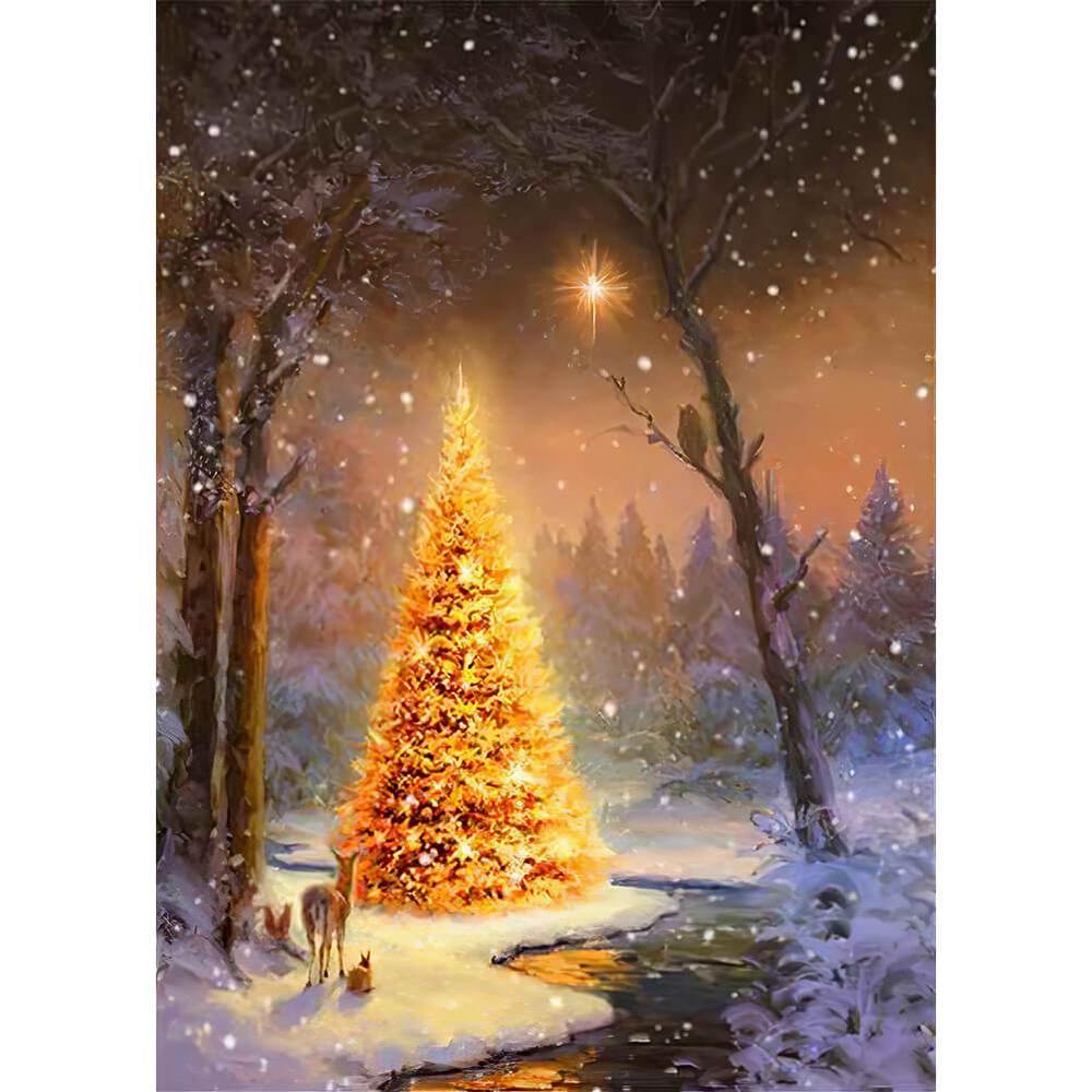 Free Golden Christmas Tree - MyCraftsGfit - Free 5D Diamond Painting