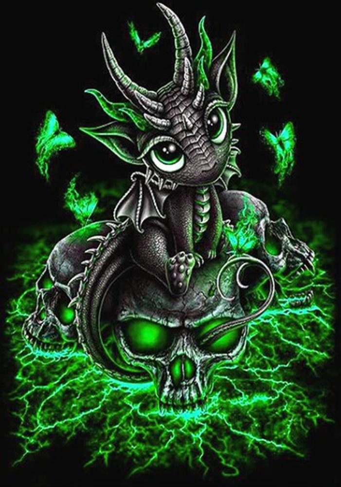 Free Green Black Dragon - MyCraftsGfit - Free 5D Diamond Painting