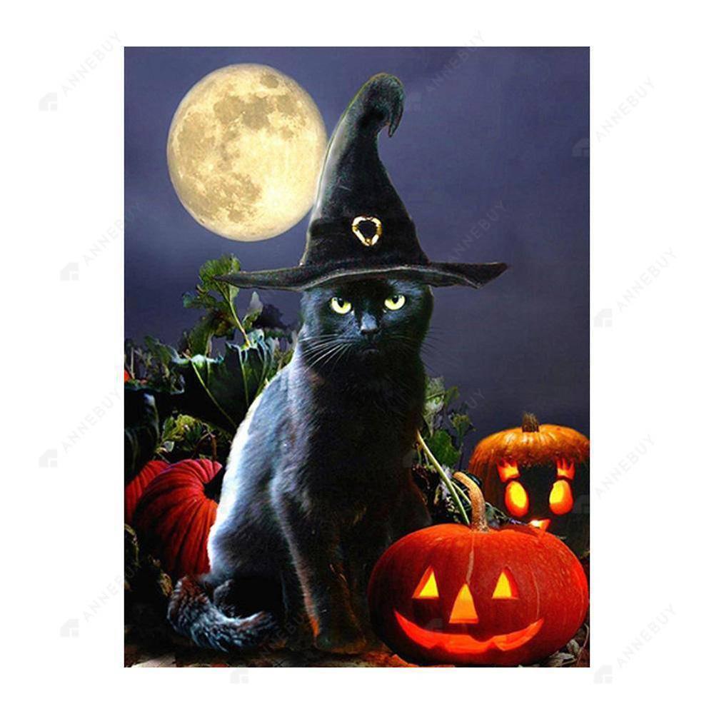 Free Halloween Black Cat - MyCraftsGfit - Free 5D Diamond Painting