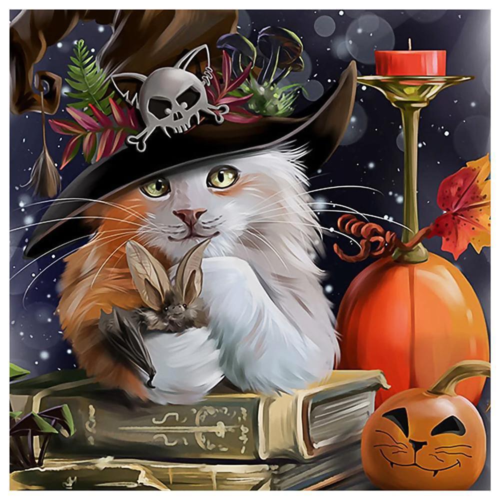 Halloween Cat Free 5D Diamond Painting Kits MyCraftsGfit - Free 5D Diamond Painting mycraftsgift.com