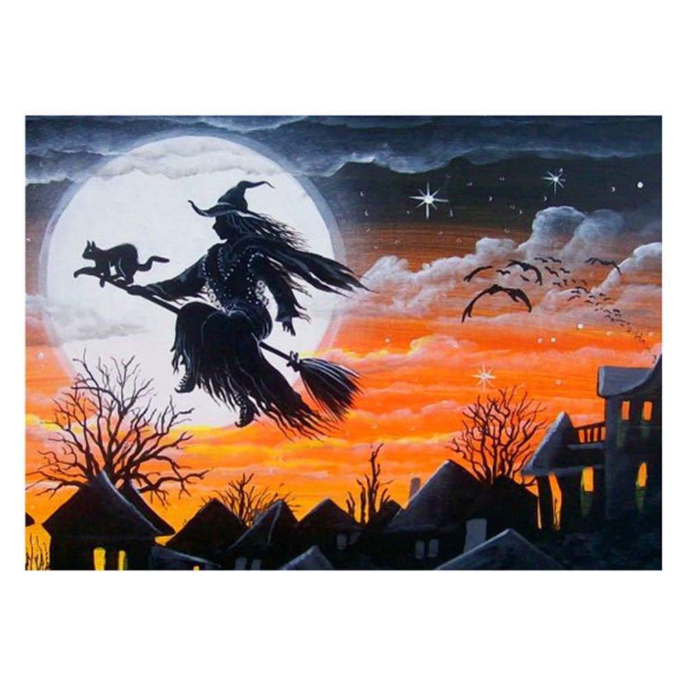 Free Halloween Cat Witch - MyCraftsGfit - Free 5D Diamond Painting