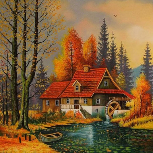 House and Lake Free 5D Diamond Painting Kits MyCraftsGfit - Free 5D Diamond Painting mycraftsgift.com