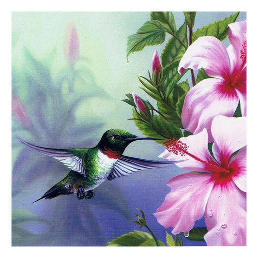 Hummingbird and Flowers Free 5D Diamond Painting Kits MyCraftsGfit - Free 5D Diamond Painting mycraftsgift.com