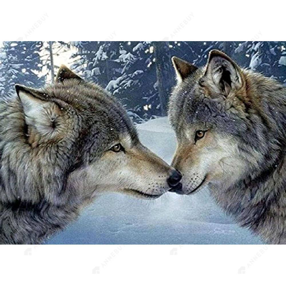 Kissing Wolves - MyCraftsGfit - Free 5D Diamond Painting