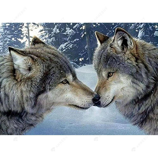 Kissing Wolves - MyCraftsGfit - Free 5D Diamond Painting