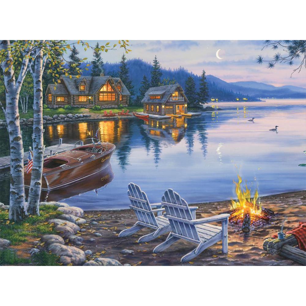 Free Lake House - MyCraftsGfit - Free 5D Diamond Painting