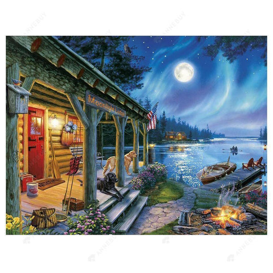 Free Lake Night - MyCraftsGfit - Free 5D Diamond Painting