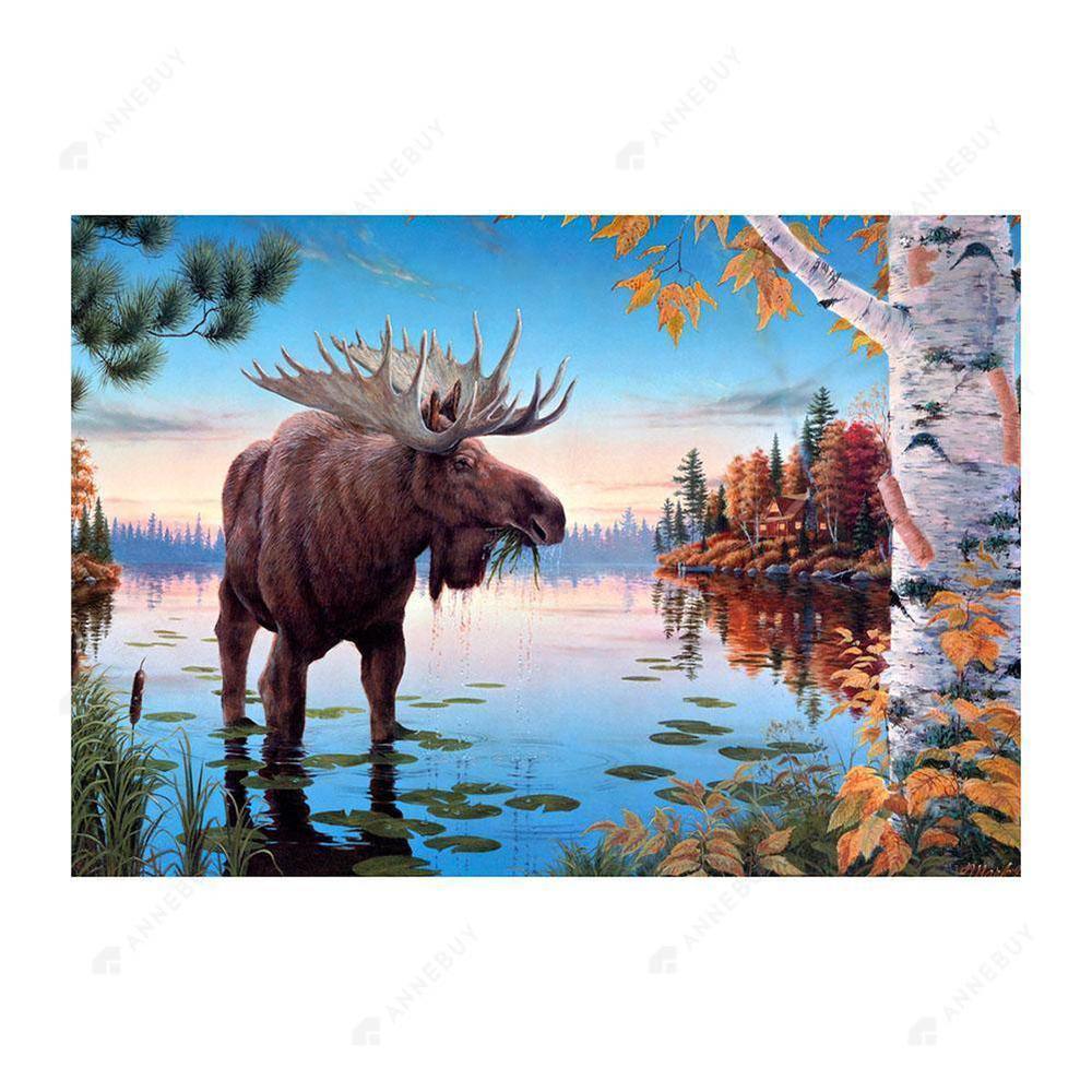 Free Lakeside Moose - MyCraftsGfit - Free 5D Diamond Painting