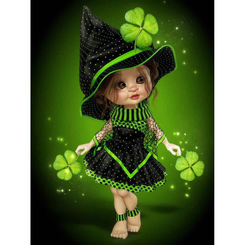 Free Lucky Four Leaf Doll - MyCraftsGfit - Free 5D Diamond Painting