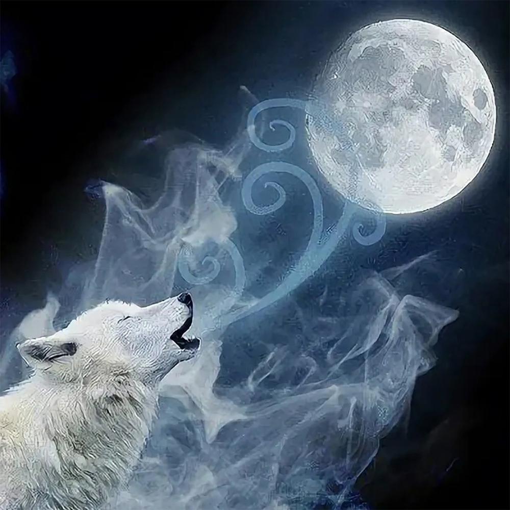 Free Moon Wolf - MyCraftsGfit - Free 5D Diamond Painting