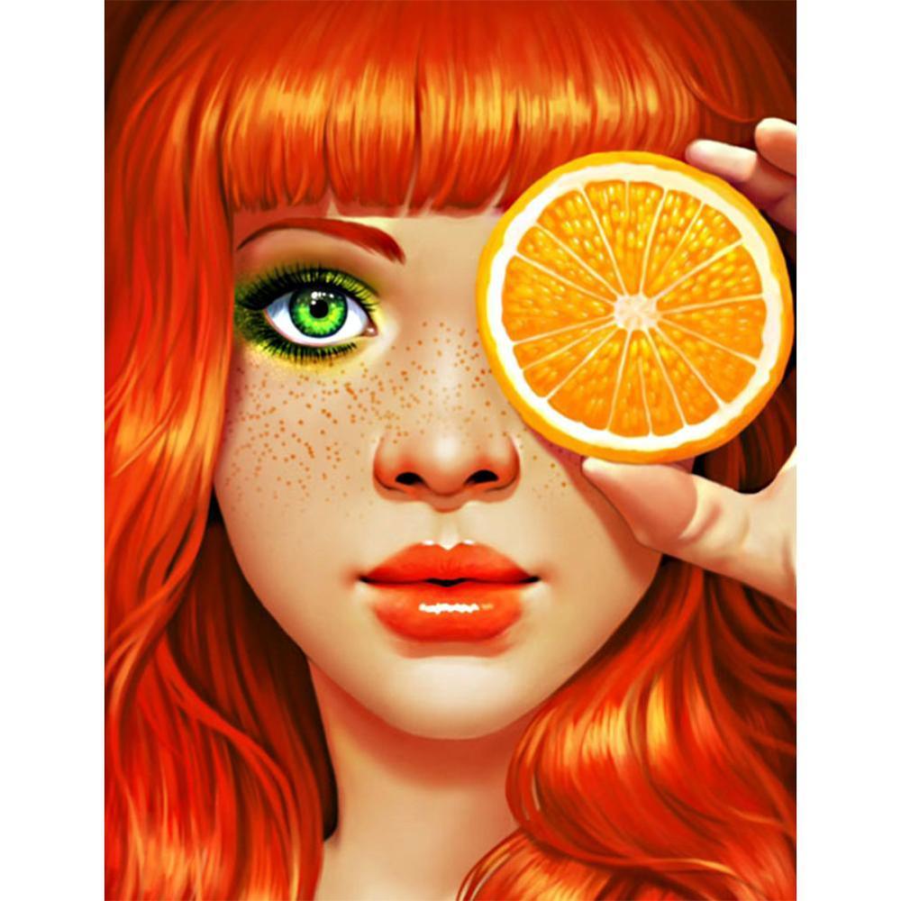 Free Orange Girl - MyCraftsGfit - Free 5D Diamond Painting