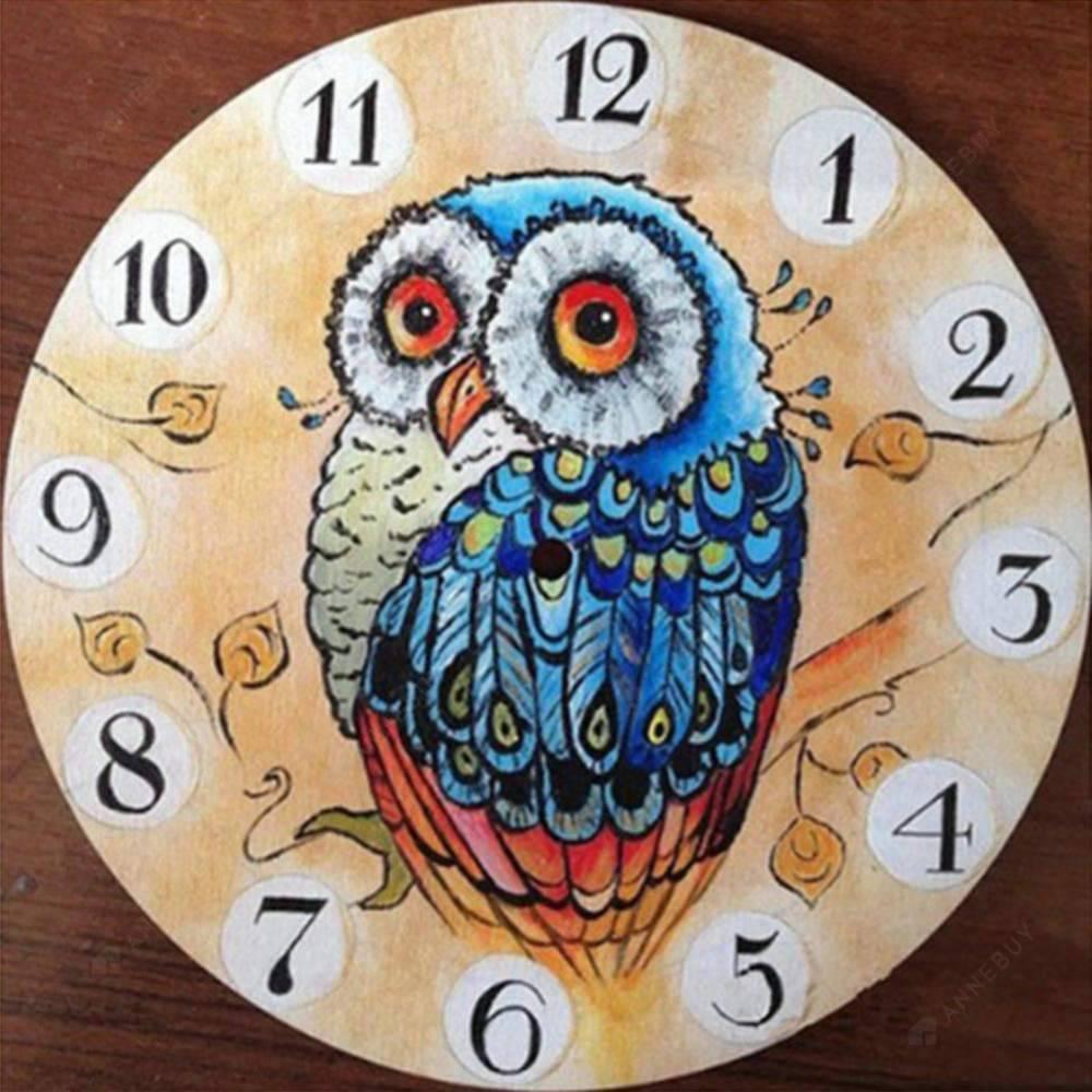 Owl Wall Clock Free 5D Diamond Painting Kits MyCraftsGfit - Free 5D Diamond Painting mycraftsgift.com