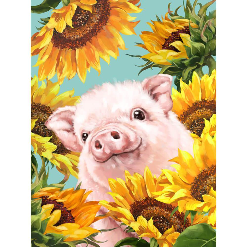 Free Pig Sunflower - MyCraftsGfit - Free 5D Diamond Painting