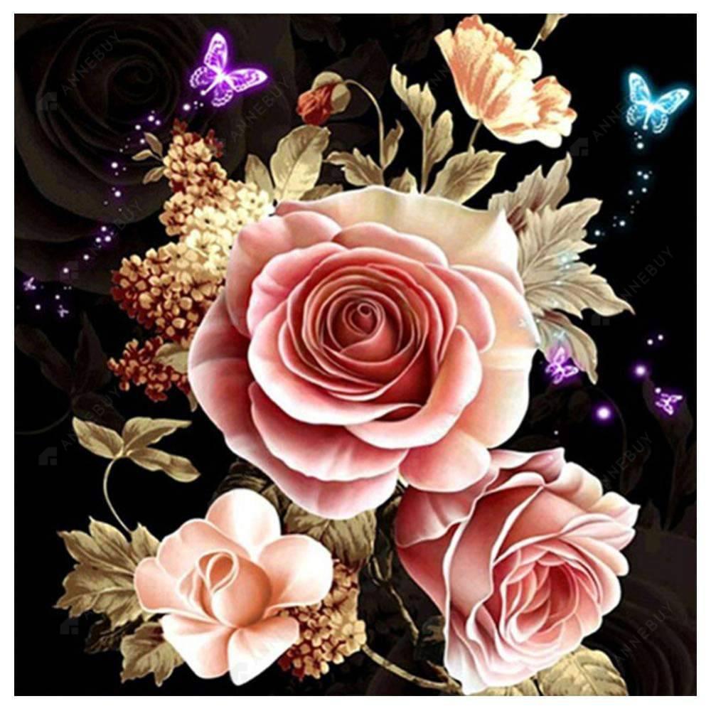 Free Pink Rose Cross - MyCraftsGfit - Free 5D Diamond Painting