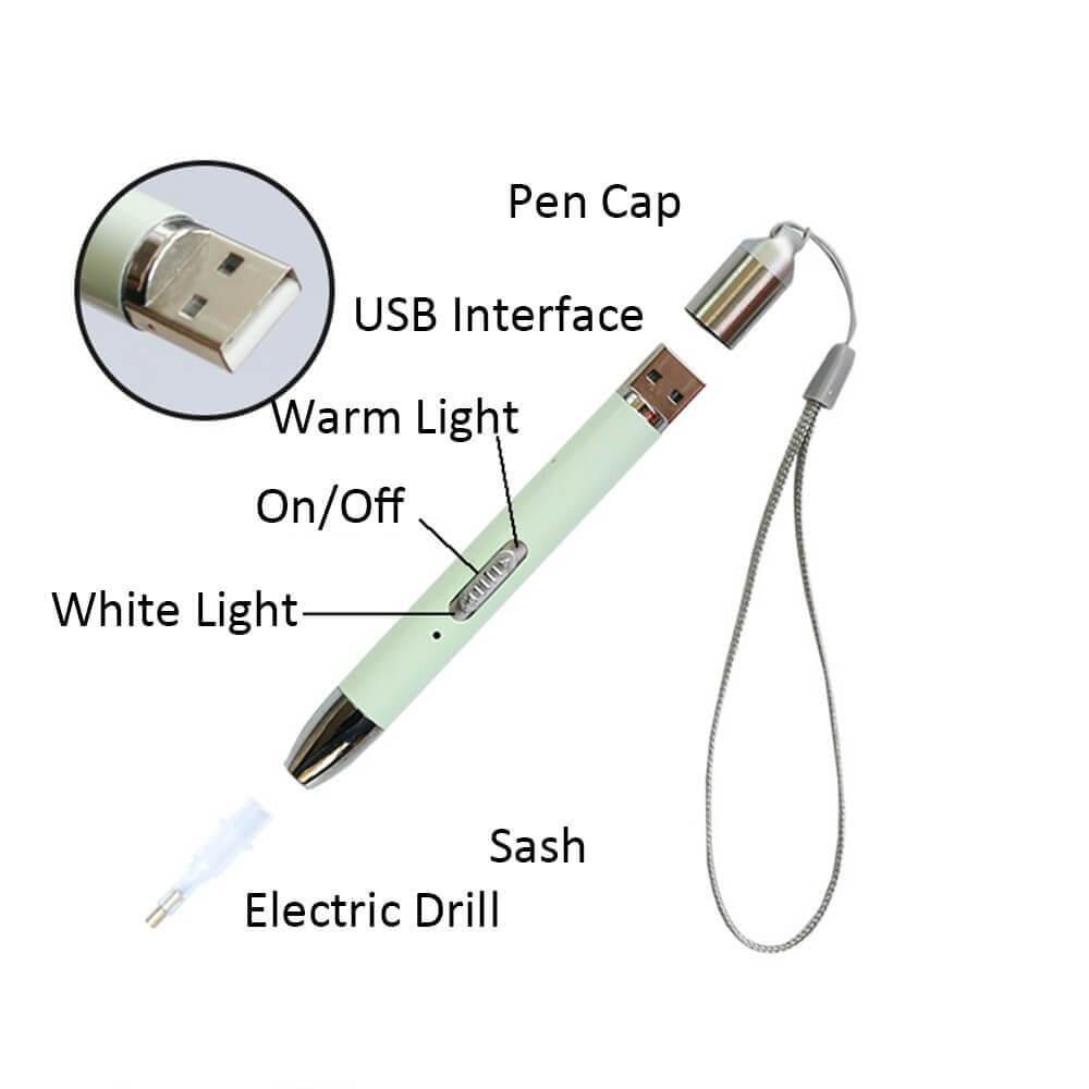 Glowing Lights With Clip on Magnifier 5D Diamond Painting Drill Pen 