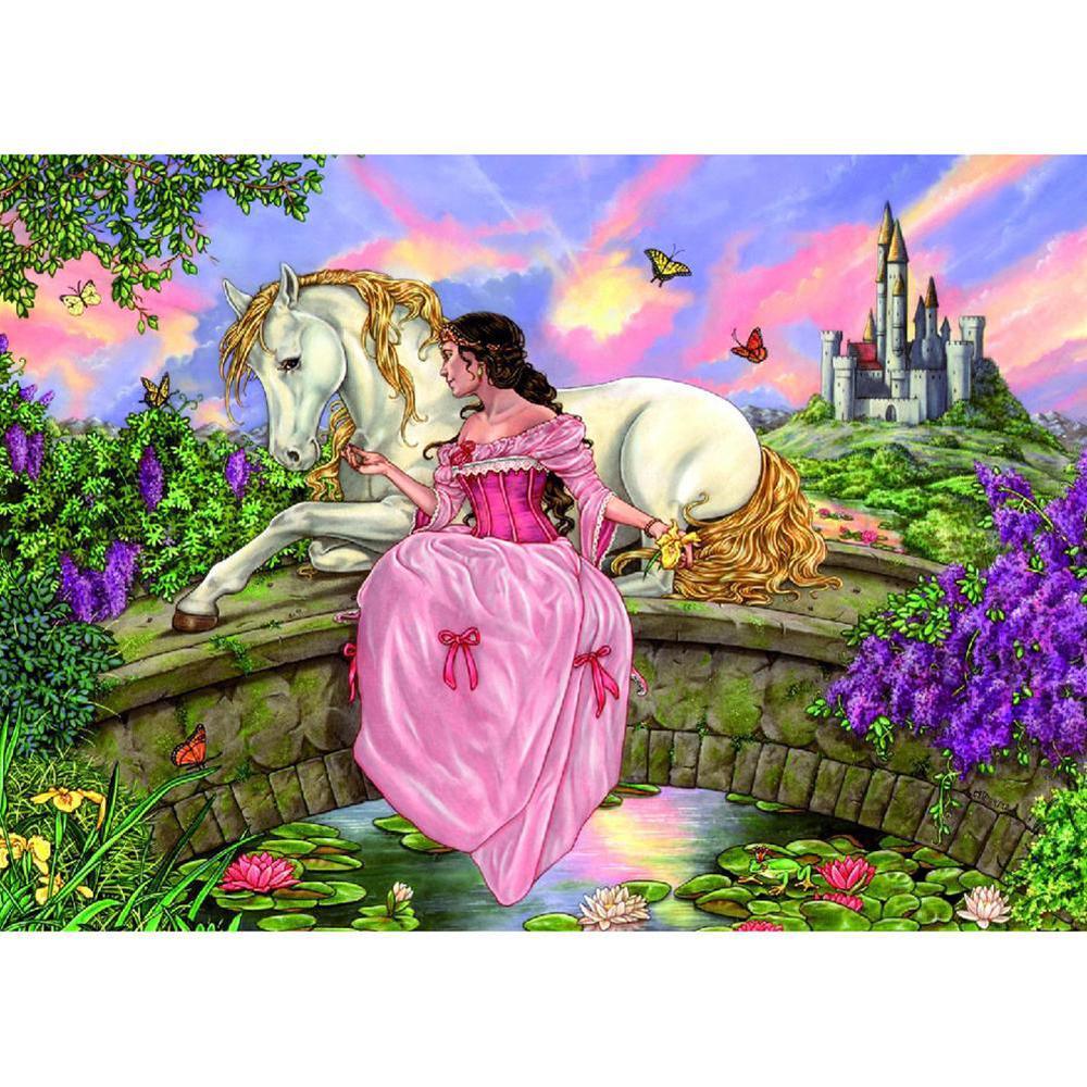 Princess And White Horse Free 5D Diamond Painting Kits MyCraftsGfit - Free 5D Diamond Painting mycraftsgift.com