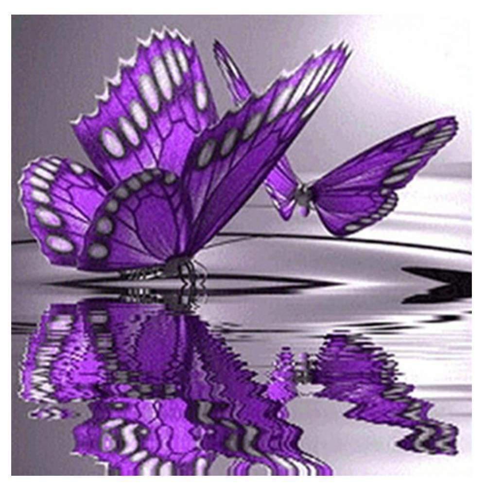 Free Purple Butterfly on Water - MyCraftsGfit - Free 5D Diamond Painting