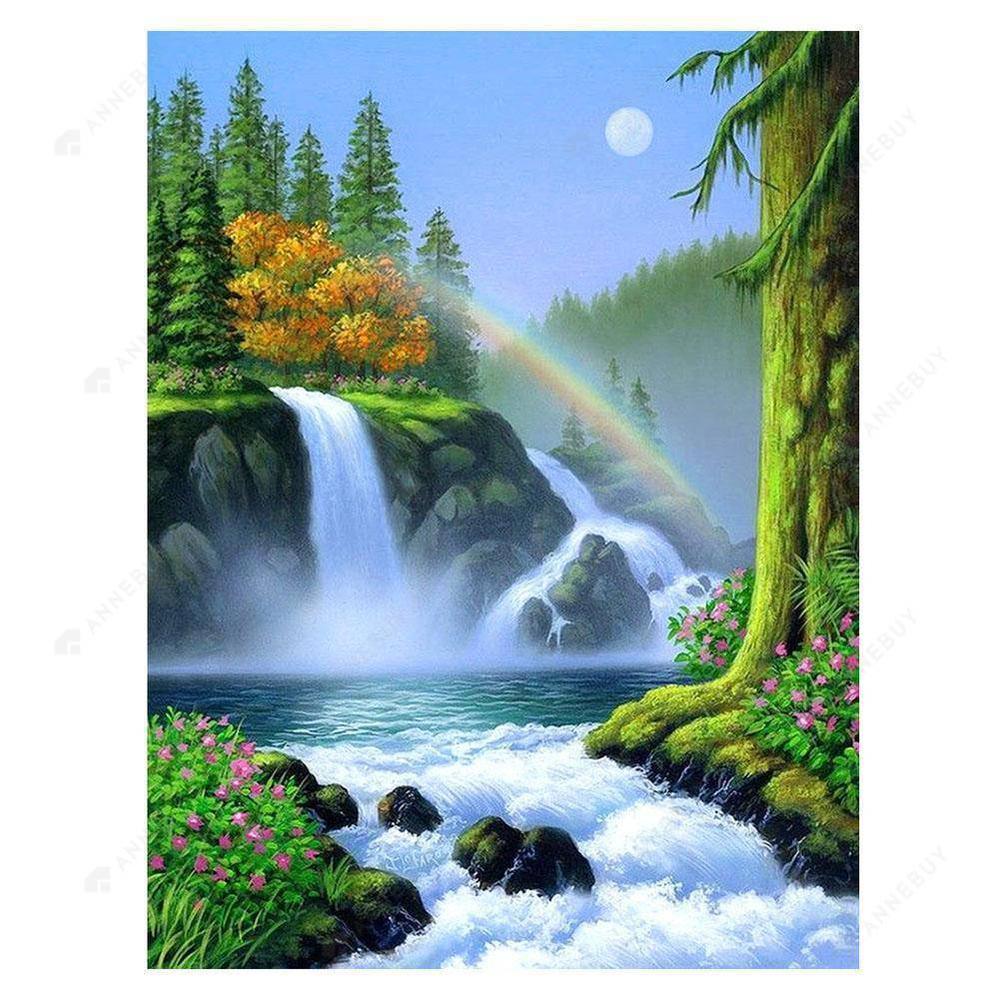 Free Rainbow Waterfall - MyCraftsGfit - Free 5D Diamond Painting