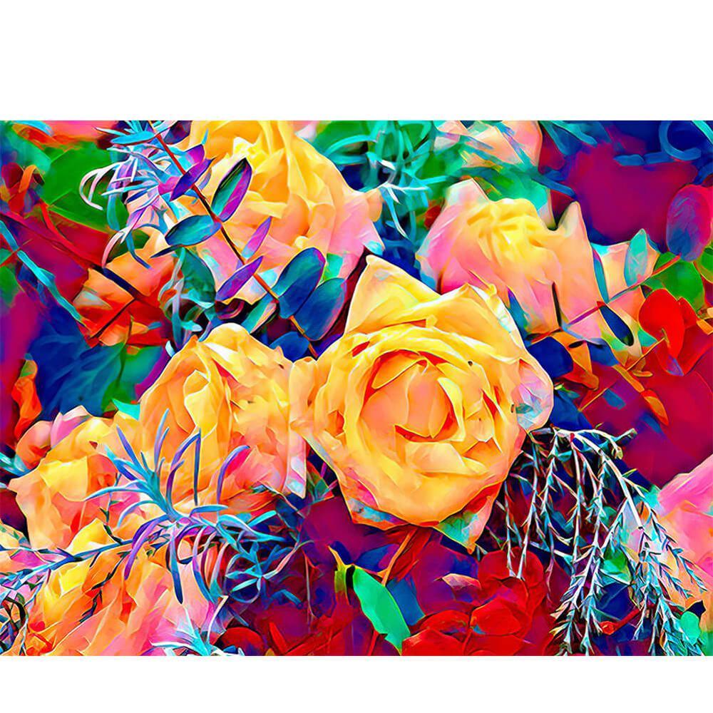 Free Red Yellow Flowers - MyCraftsGfit - Free 5D Diamond Painting