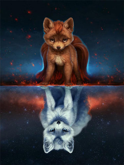 Free Reflection of Fox - MyCraftsGfit - Free 5D Diamond Painting