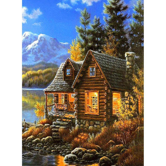 Free River House - MyCraftsGfit - Free 5D Diamond Painting