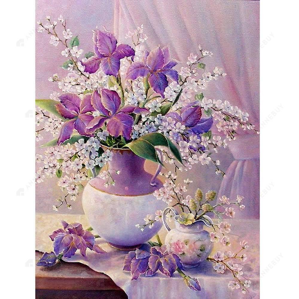 Free Romantic Flowerpot - MyCraftsGfit - Free 5D Diamond Painting