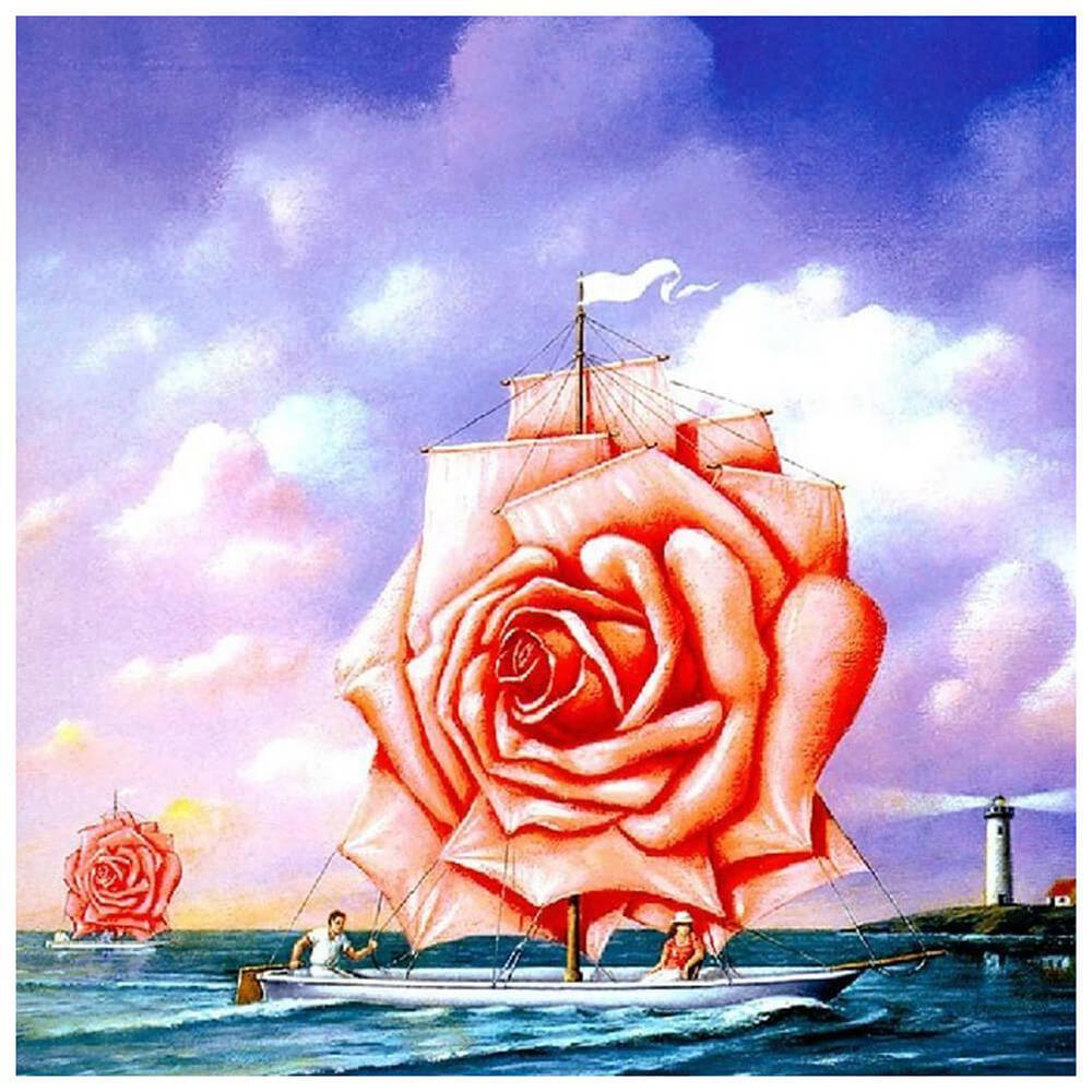 Free Rose Boat - MyCraftsGfit - Free 5D Diamond Painting