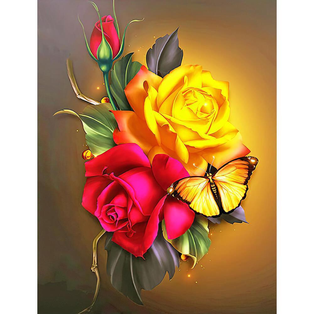 Roses Butterfly Free 5D Diamond Painting Kits MyCraftsGfit - Free 5D Diamond Painting mycraftsgift.com