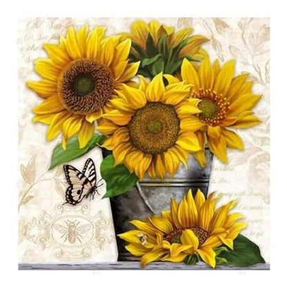 Free Round Beads Sunflowers - MyCraftsGfit - Free 5D Diamond Painting