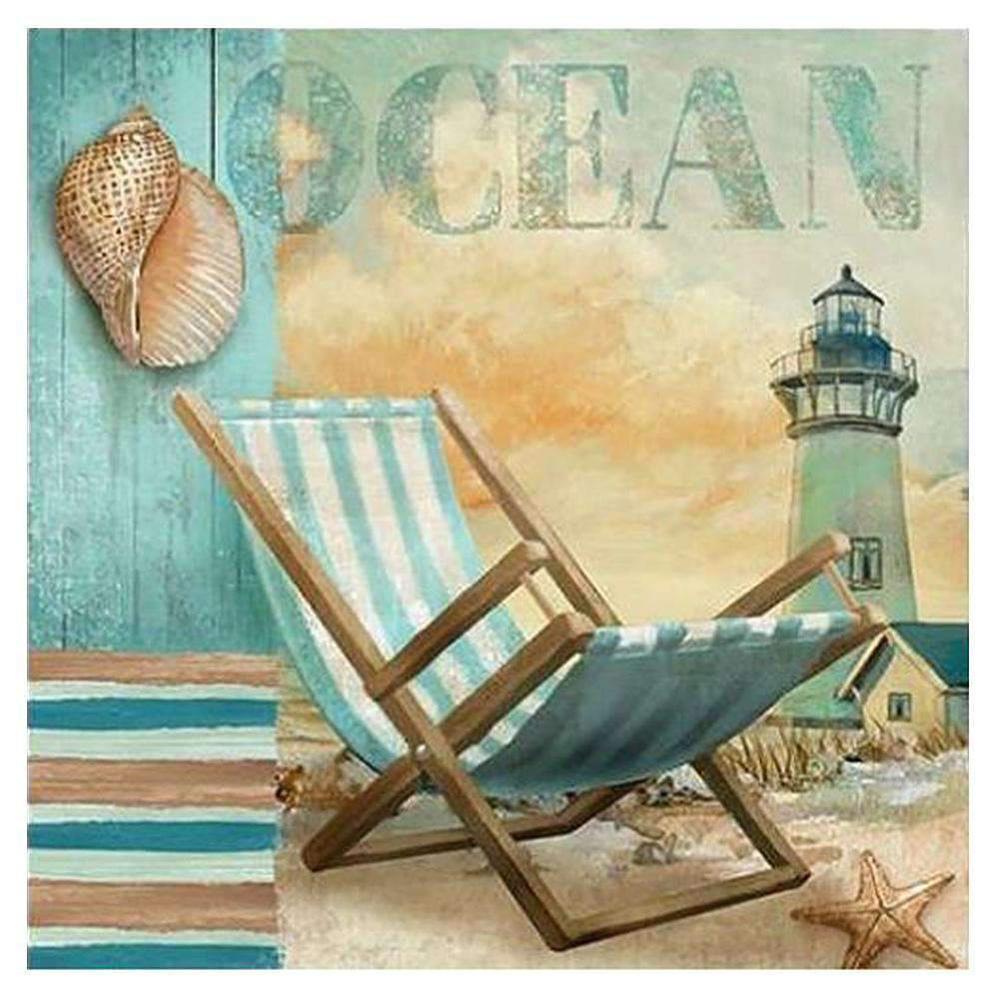 Free Sea Beach Chair - MyCraftsGfit - Free 5D Diamond Painting