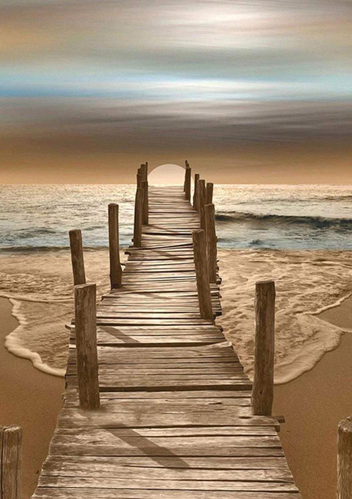 Free Seaside Wooden Bridge - MyCraftsGfit - Free 5D Diamond Painting