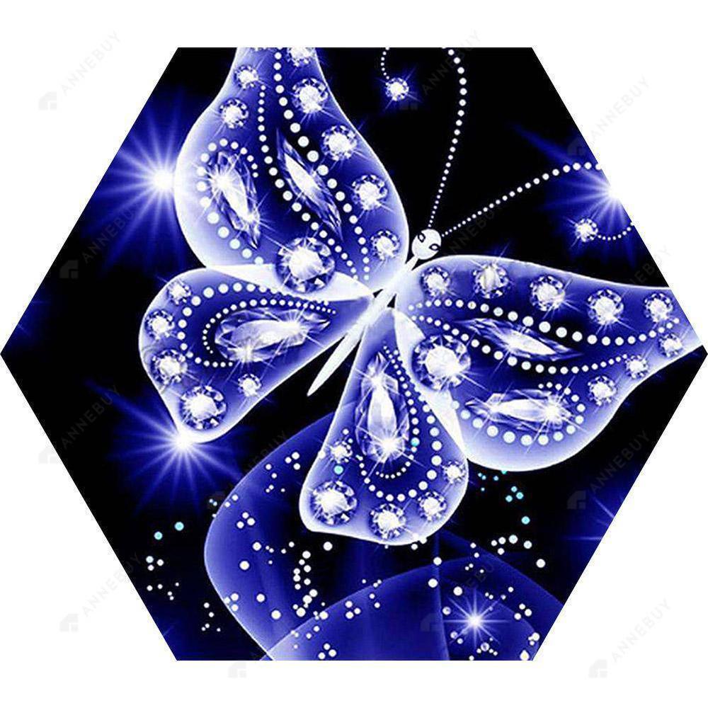 Shiny Butterfly Hexagon Free 5D Diamond Painting Kits MyCraftsGfit - Free 5D Diamond Painting mycraftsgift.com