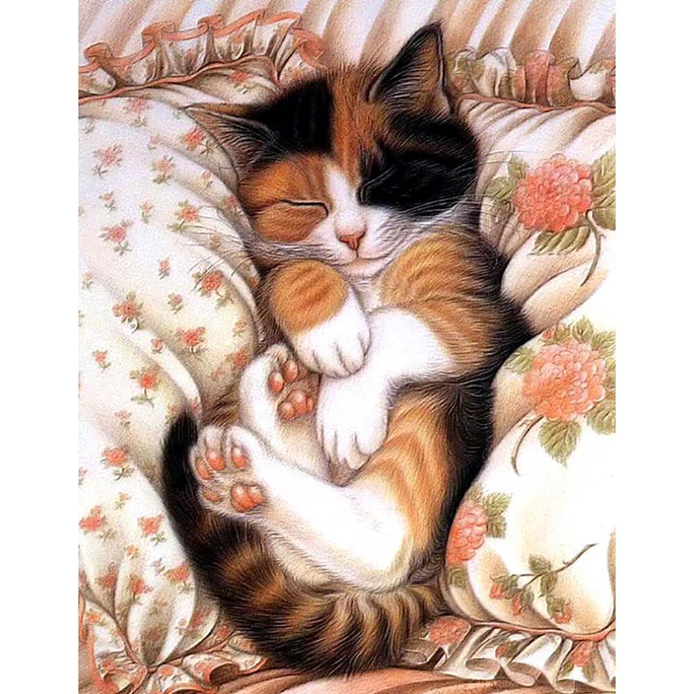 Sleeping Kitten - MyCraftsGfit - Free 5D Diamond Painting