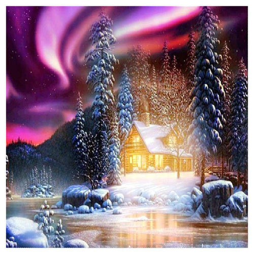 Snow House Free 5D Diamond Painting Kits MyCraftsGfit - Free 5D Diamond Painting mycraftsgift.com