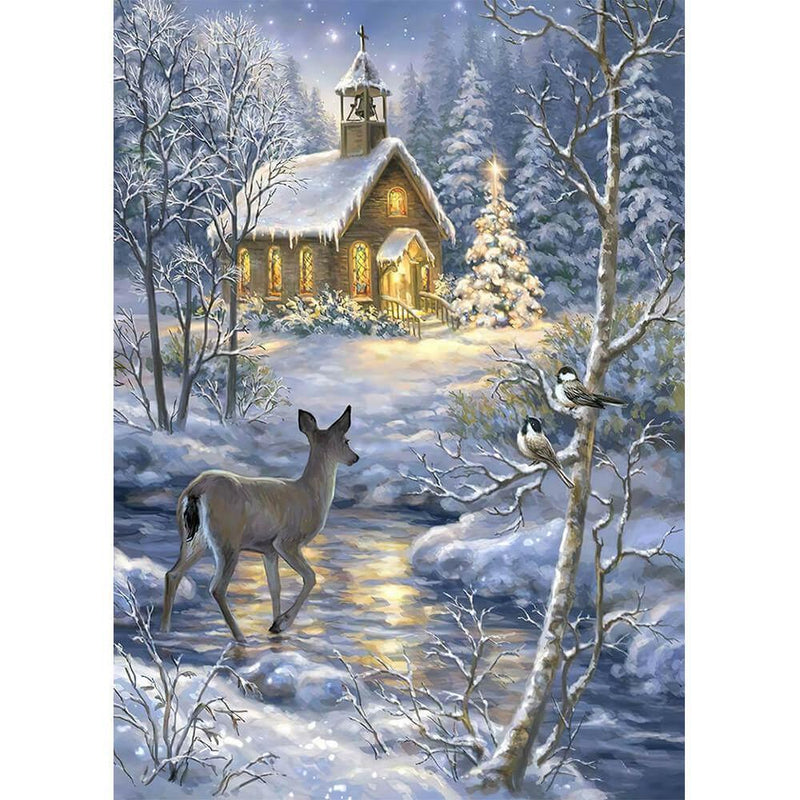 Snow Scene Free 5D Diamond Painting Kits MyCraftsGfit - Free 5D Diamond Painting mycraftsgift.com